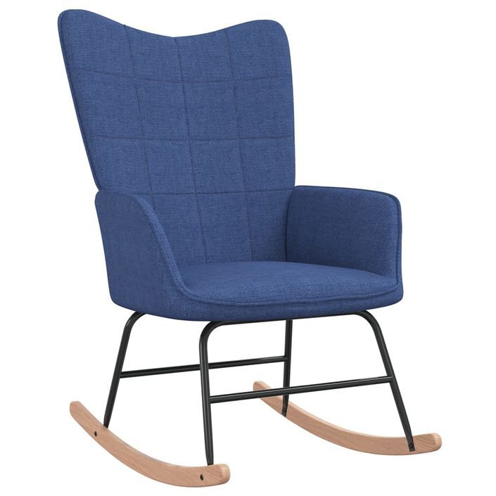 Chaise à bascule avec tabouret Bleu Tissu 2 - Photo n°3