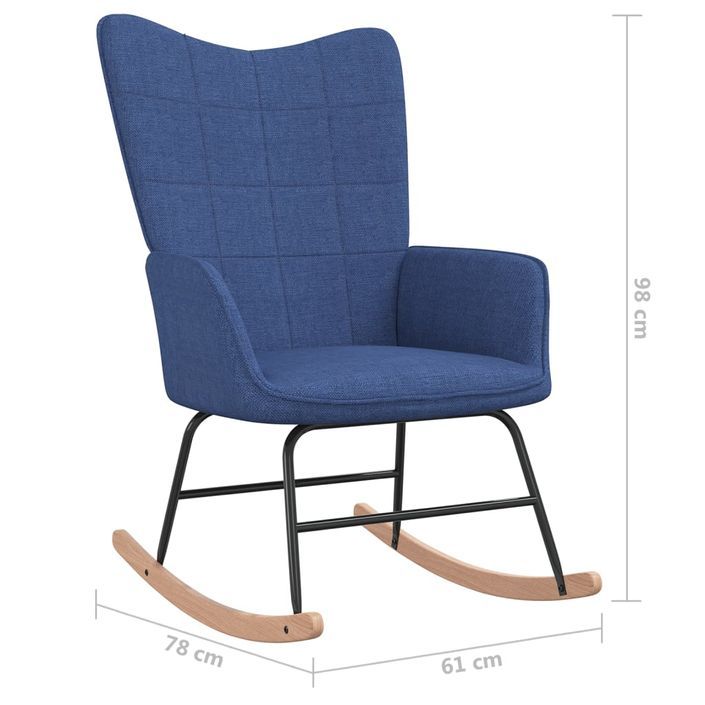 Chaise à bascule avec tabouret Bleu Tissu 2 - Photo n°7
