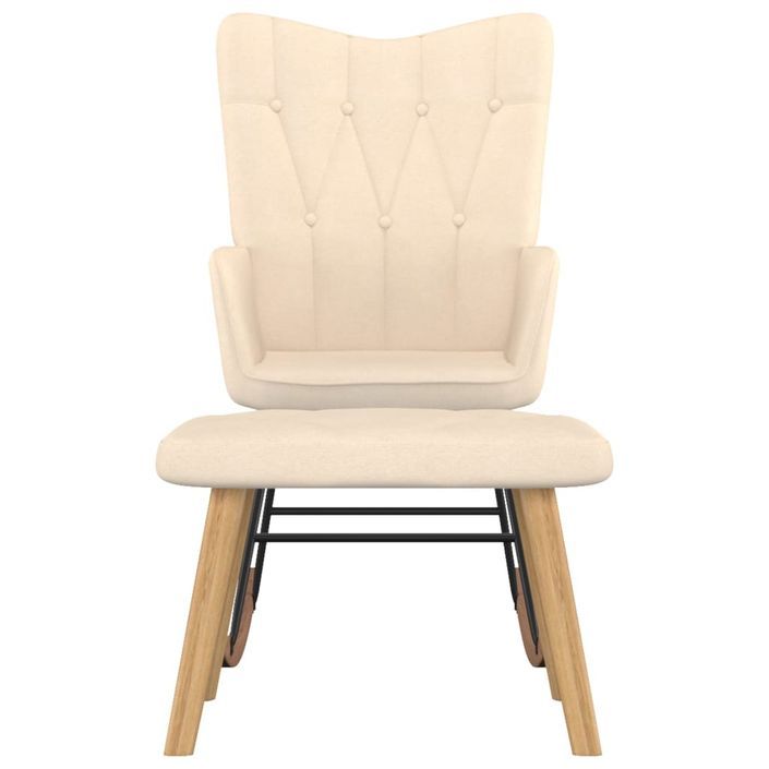 Chaise à bascule avec tabouret Crème Tissu - Photo n°2