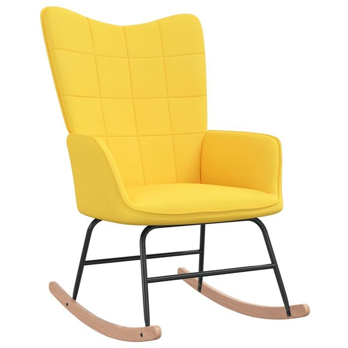 Chaise à bascule avec tabouret Jaune moutarde Tissu 2 - Photo n°3