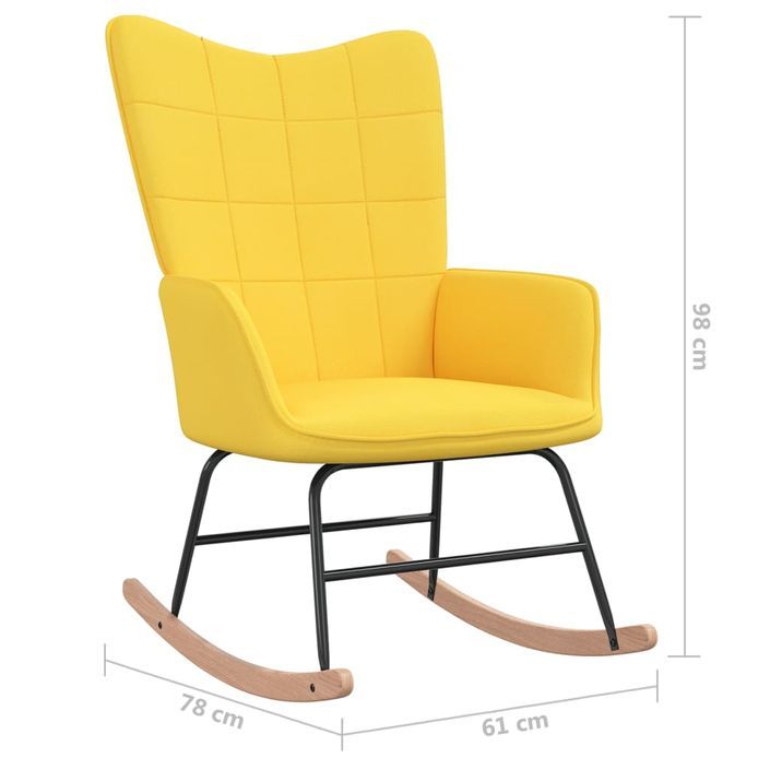 Chaise à bascule avec tabouret Jaune moutarde Tissu 2 - Photo n°7