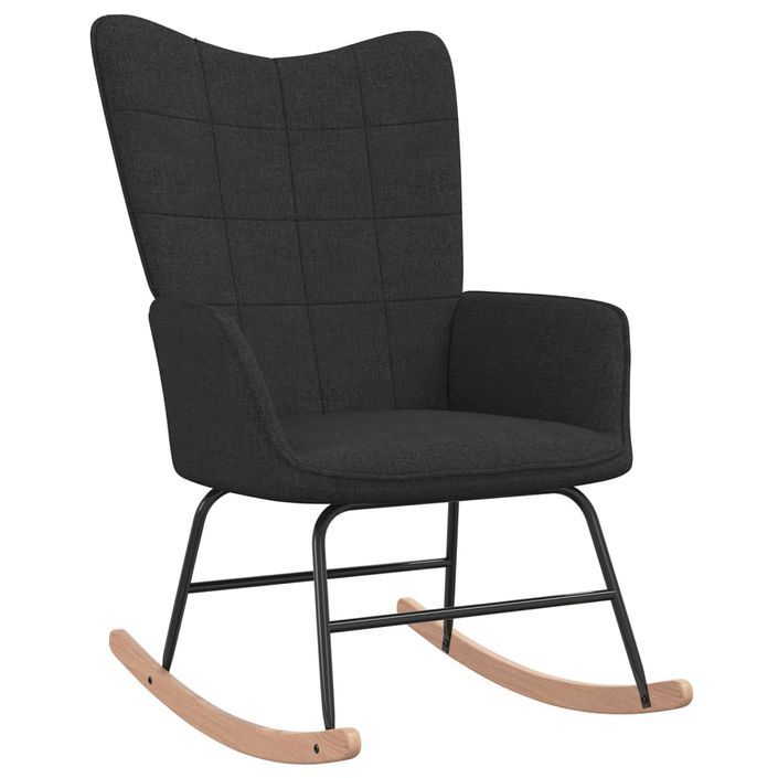 Chaise à bascule avec tabouret Noir Tissu 3 - Photo n°3