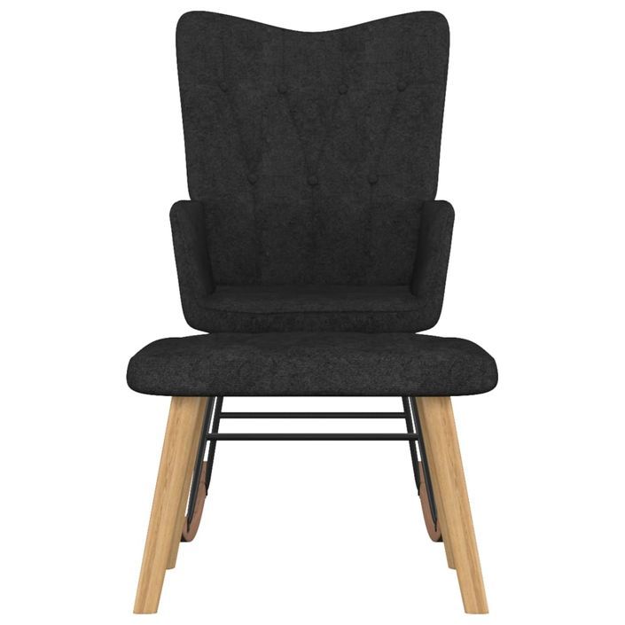 Chaise à bascule avec tabouret Noir Tissu 2 - Photo n°2