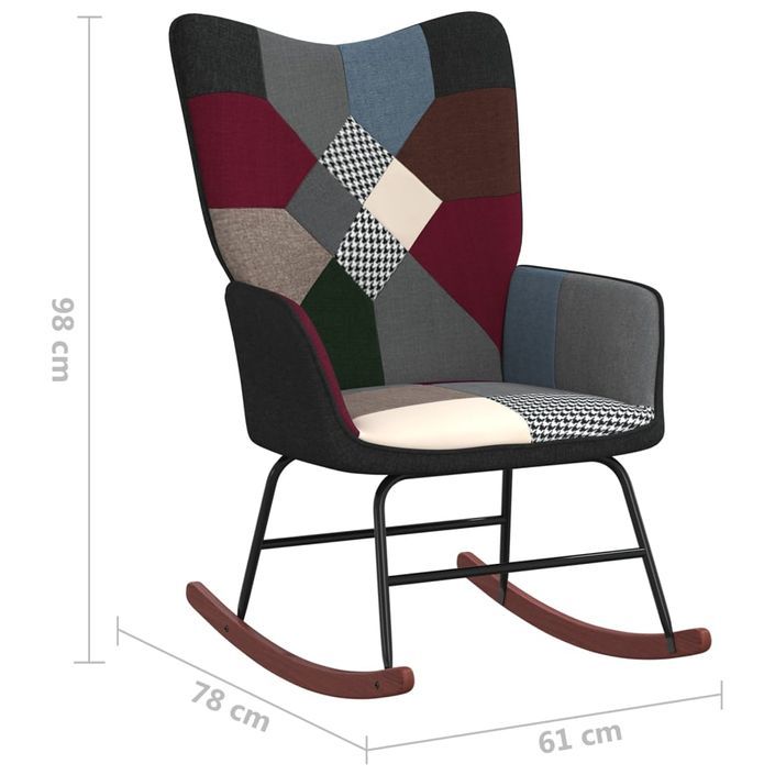 Chaise à bascule avec tabouret Patchwork Tissu 2 - Photo n°9