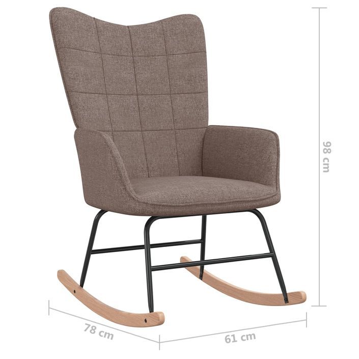 Chaise à bascule avec tabouret Taupe Tissu 2 - Photo n°7