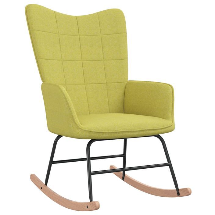 Chaise à bascule avec tabouret Vert Tissu 2 - Photo n°2