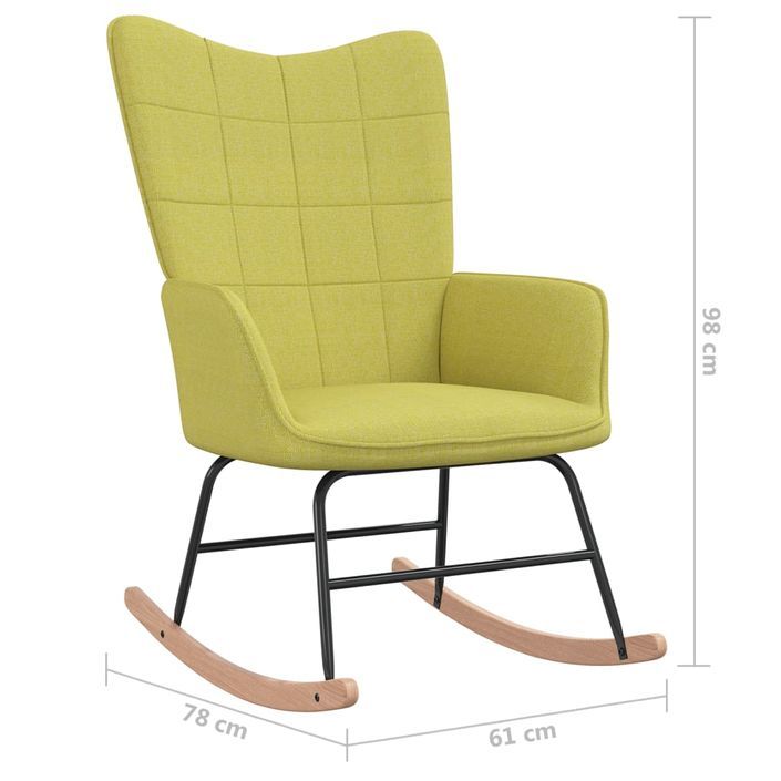 Chaise à bascule avec tabouret Vert Tissu 2 - Photo n°7