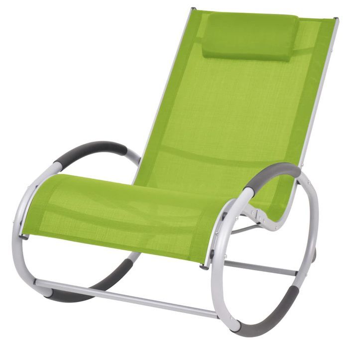 Chaise à bascule d'extérieur Vert Textilène - Photo n°1