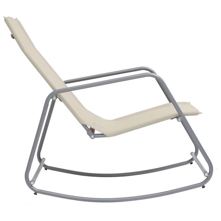 Chaise à bascule de jardin Crème 95x54x85 cm Textilène - Photo n°3