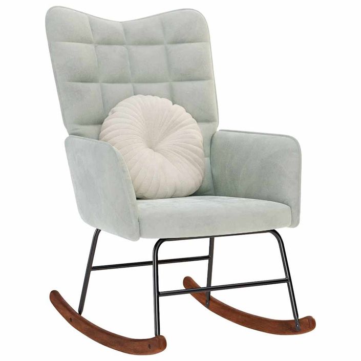 Chaise à bascule Gris clair Velours - Photo n°1