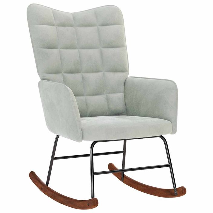 Chaise à bascule Gris clair Velours - Photo n°2