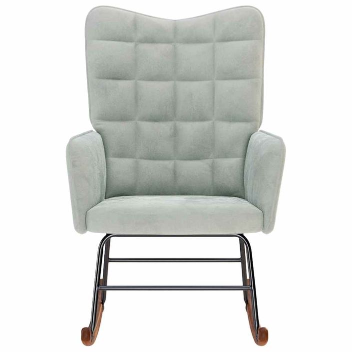 Chaise à bascule Gris clair Velours - Photo n°4