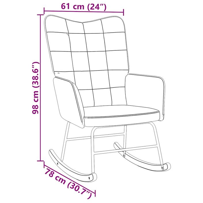 Chaise à bascule Gris clair Velours - Photo n°9