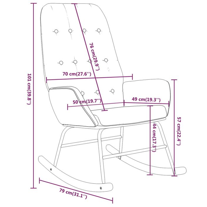 Chaise à bascule Gris foncé Tissu - Photo n°8