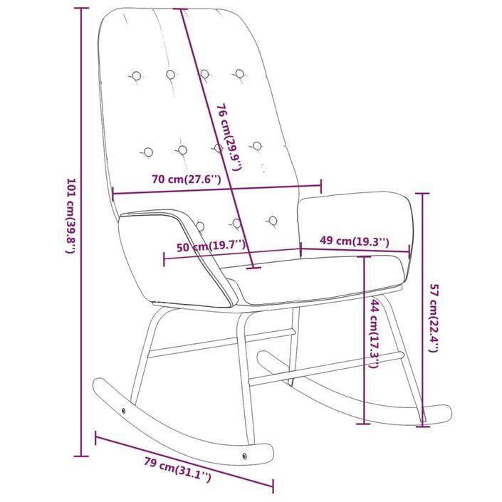 Chaise à bascule Marron Tissu 3 - Photo n°8