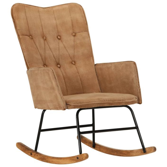 Chaise à bascule marron vintage toile - Photo n°1