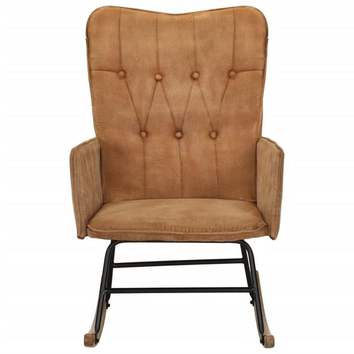 Chaise à bascule marron vintage toile - Photo n°2