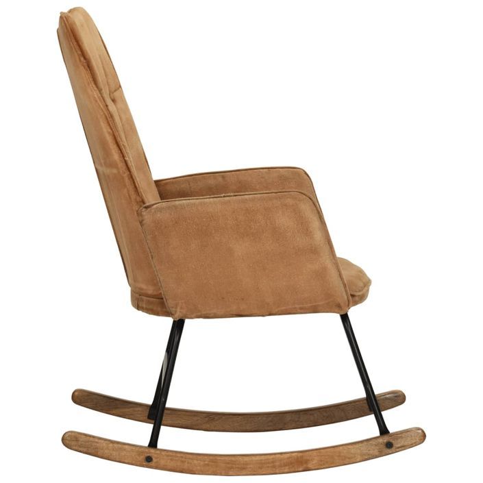 Chaise à bascule marron vintage toile - Photo n°3
