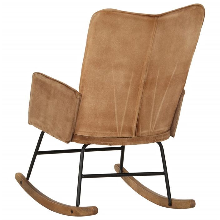 Chaise à bascule marron vintage toile - Photo n°4