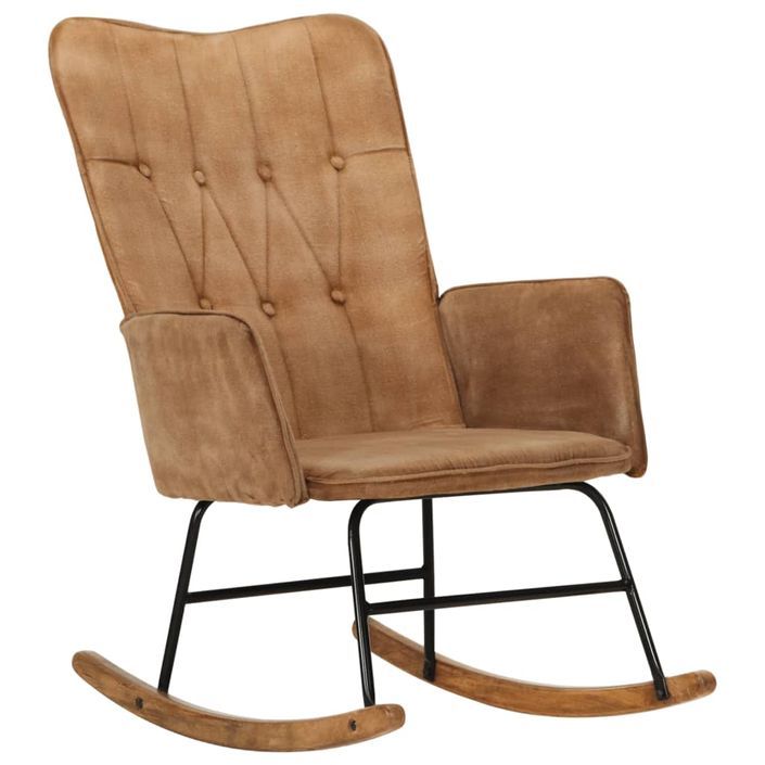 Chaise à bascule marron vintage toile - Photo n°10