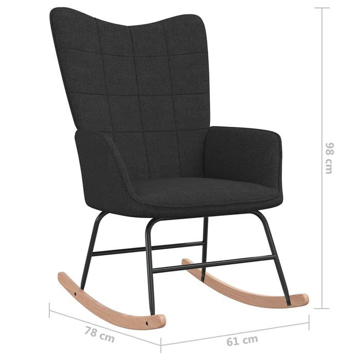 Chaise à bascule Noir Tissu 6 - Photo n°7