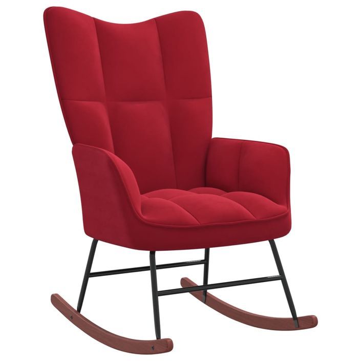 Chaise à bascule Rouge bordeaux Velours 3 - Photo n°1