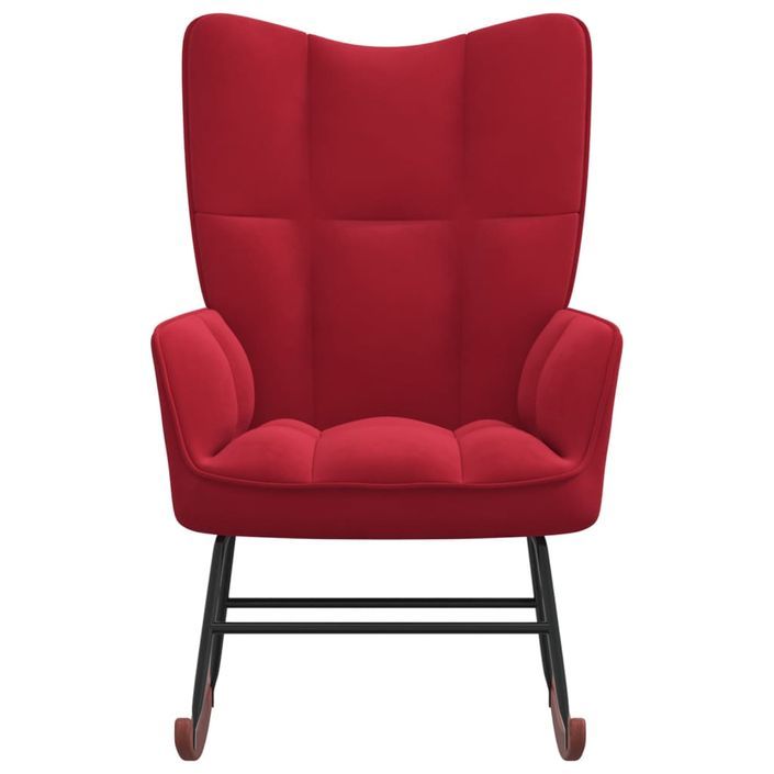 Chaise à bascule Rouge bordeaux Velours 3 - Photo n°3