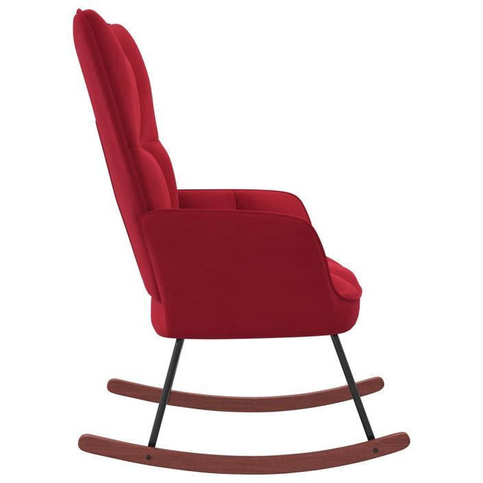 Chaise à bascule Rouge bordeaux Velours 3 - Photo n°4