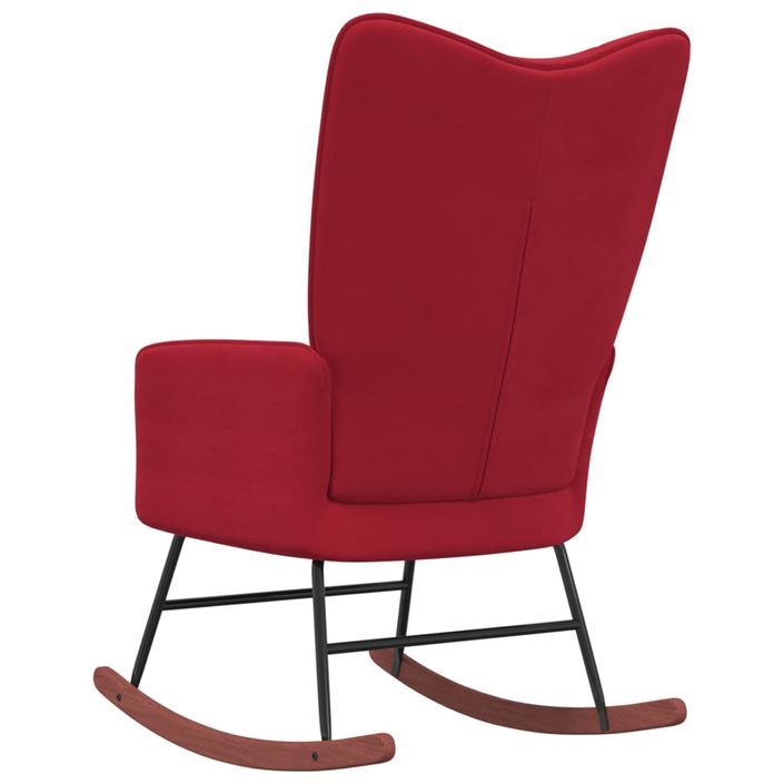 Chaise à bascule Rouge bordeaux Velours 3 - Photo n°5