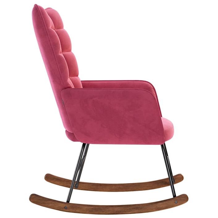 Chaise à bascule Rouge bordeaux Velours - Photo n°5