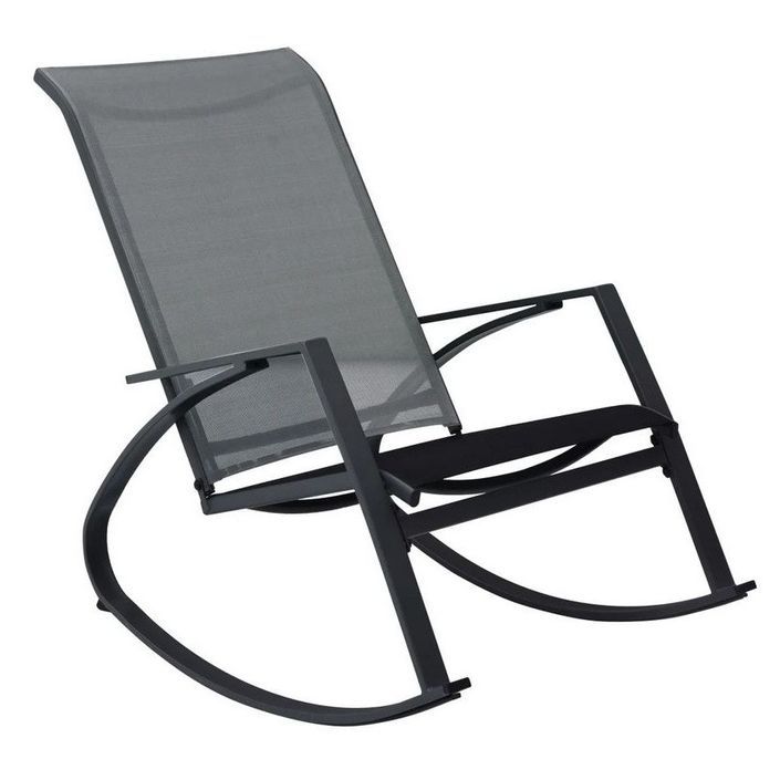 Chaise à bascule textilène et métal gris Rishaa - Lot de 2 - Photo n°1