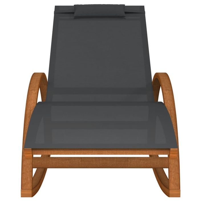 Chaise à bascule textilène gris et bois de peuplier massif - Photo n°3