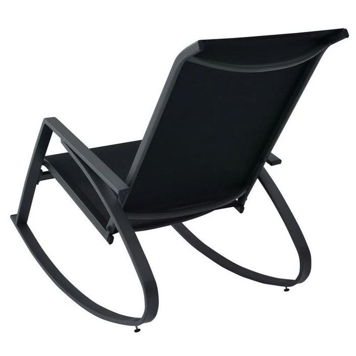 Chaise à bascule textilène noir et métal Rishaa - Lot de 2 - Photo n°2