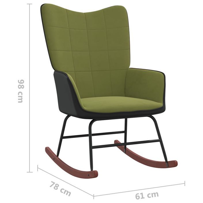 Chaise à bascule Vert clair Velours et PVC - Photo n°8
