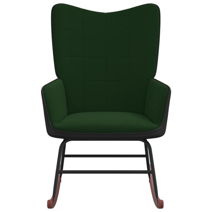 Chaise à bascule Vert foncé Velours et PVC - Photo n°4