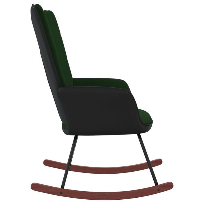 Chaise à bascule Vert foncé Velours et PVC - Photo n°5