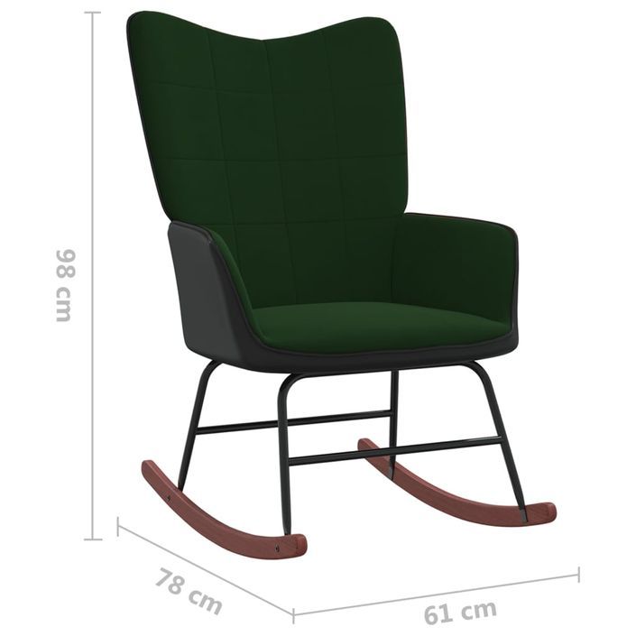 Chaise à bascule Vert foncé Velours et PVC - Photo n°8