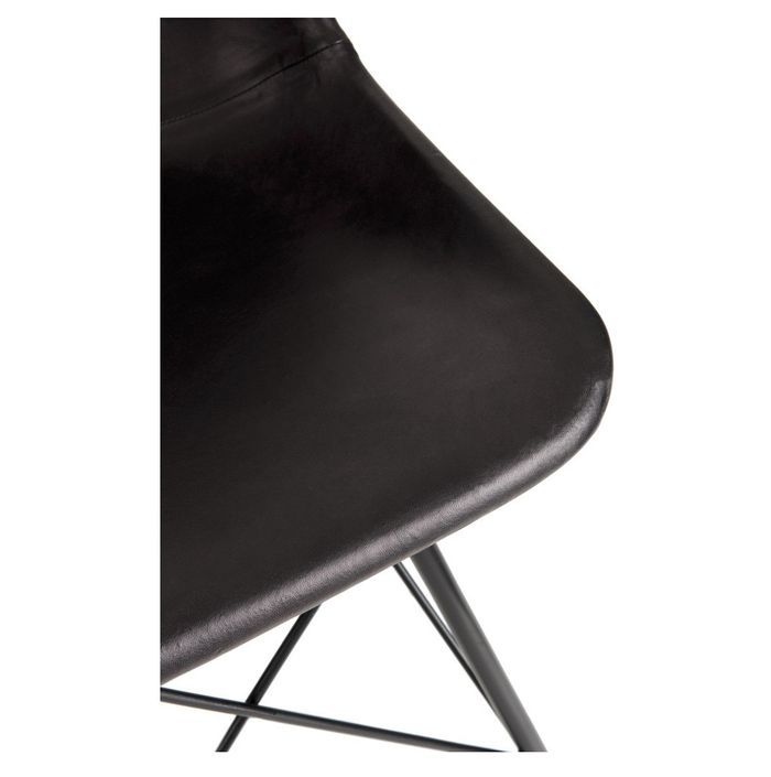 Chaise à manger cuir noir et pieds métal Cinter L 46 cm - Photo n°8