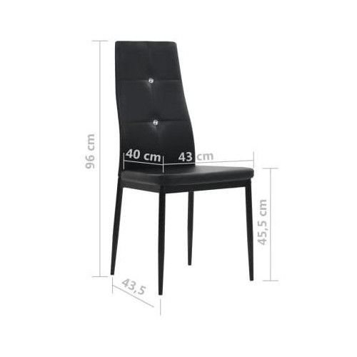 Chaise à manger similicuir noir et pieds métal noir Mikarel - Lot de 4 - Photo n°8