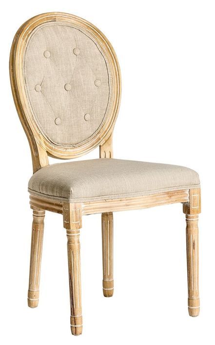 Chaise à manger tissu beige et bois d'eucalyptus clair Sellia - Lot de 2 - Photo n°1