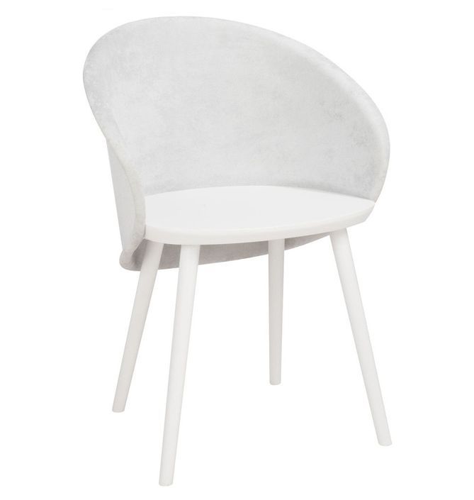 Chaise à manger tissu gris et bois blanc Licia - Lot de 2 - Photo n°1