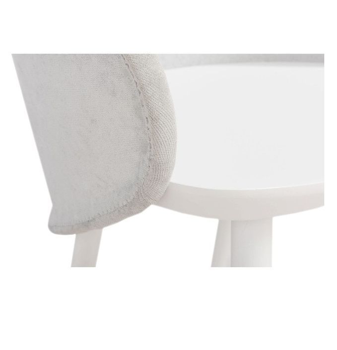 Chaise à manger tissu gris et bois blanc Licia - Lot de 2 - Photo n°5