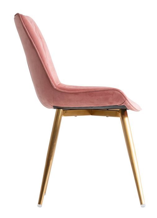 Chaise à manger velours rose et pieds métal doré Ozonn - Photo n°2