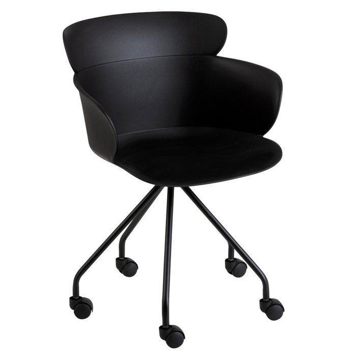 Chaise à roulettes polypropylène noir Ocel L 56 cm - Photo n°1