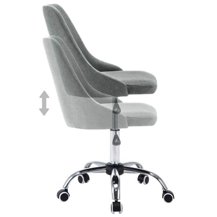 Chaise à roulettes réglable tissu gris clair et pieds métal chromé Greys - Lot de 2 - Photo n°6