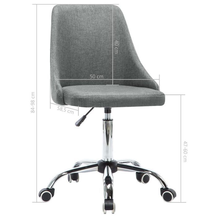 Chaise à roulettes réglable tissu gris clair et pieds métal chromé Greys - Lot de 2 - Photo n°9