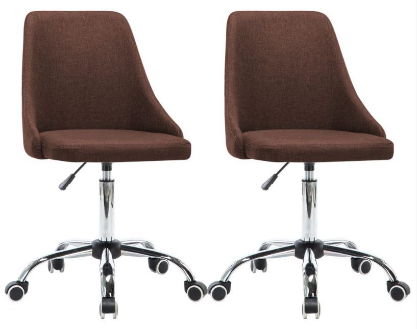 Chaise à roulettes réglable tissu marron et pieds métal chromé Greys - Lot de 2 - Photo n°1