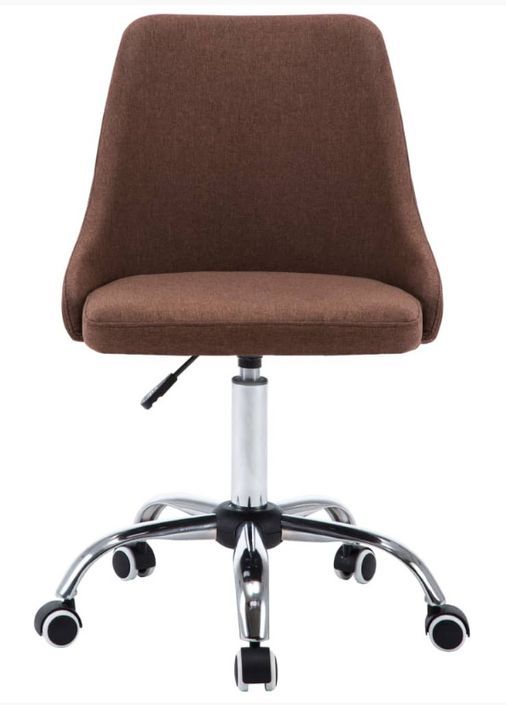 Chaise à roulettes réglable tissu marron et pieds métal chromé Greys - Lot de 2 - Photo n°3