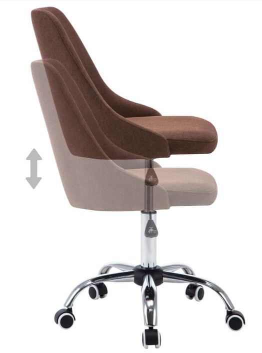 Chaise à roulettes réglable tissu marron et pieds métal chromé Greys - Lot de 2 - Photo n°5