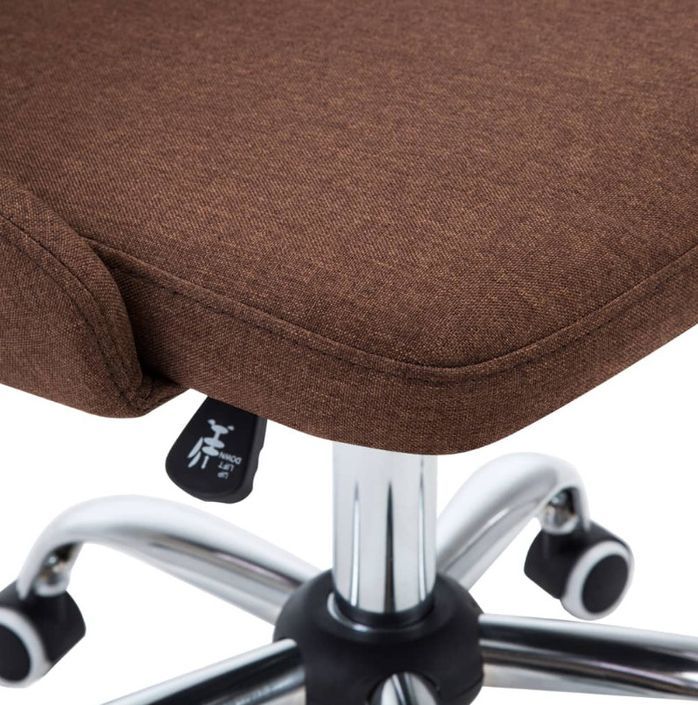 Chaise à roulettes réglable tissu marron et pieds métal chromé Greys - Lot de 2 - Photo n°6
